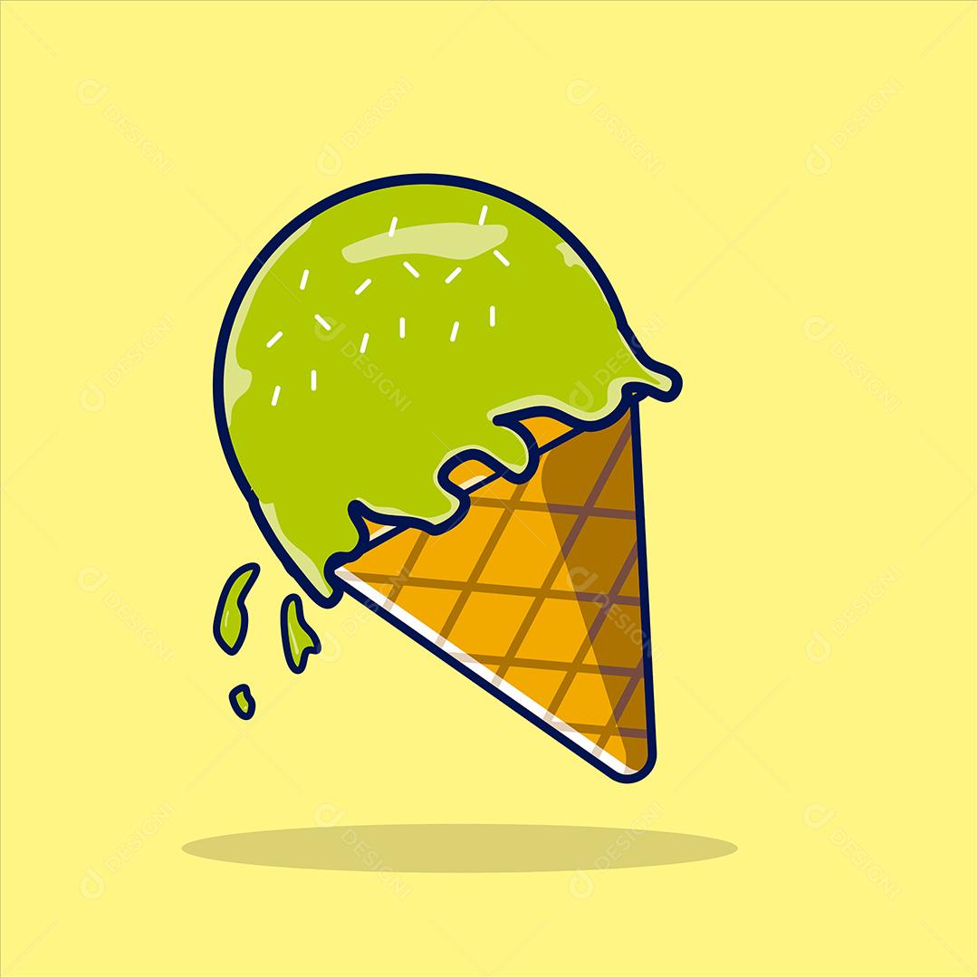 Elemento Para Composição Sorvete de Casquinha Verde EPS