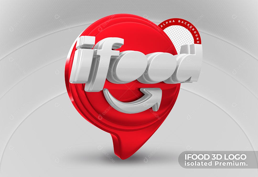 Ifood Logo 3D Isolada em Fundo Branco Para Composição PSD
