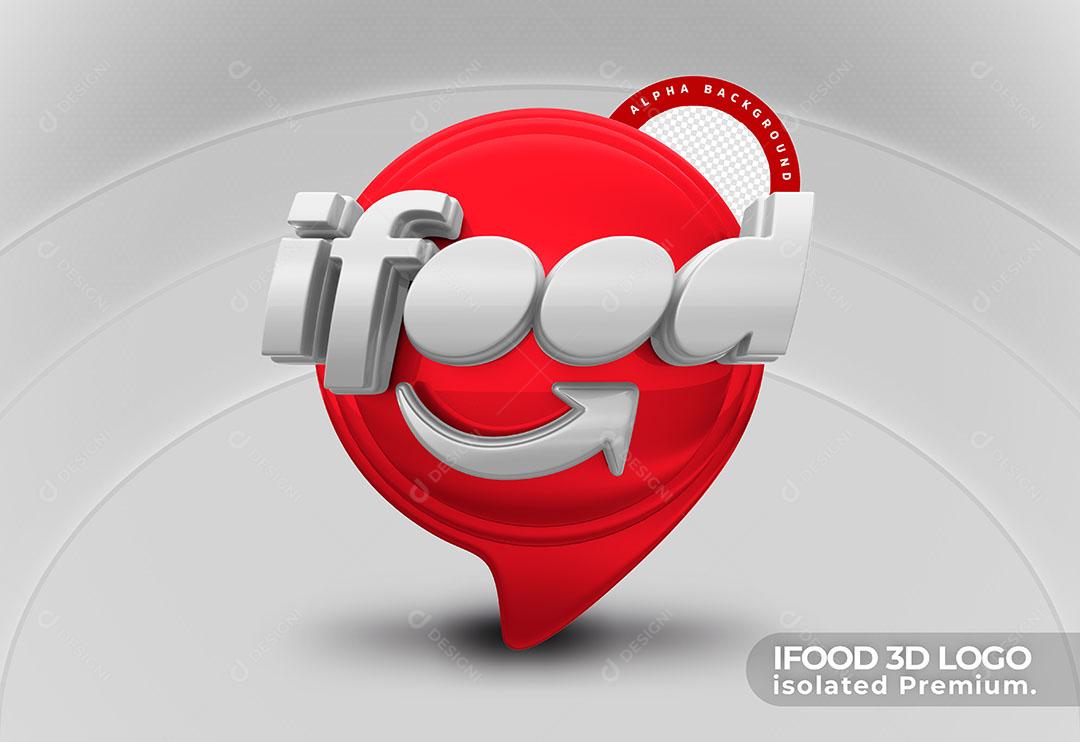 Ifood Logo 3D Isolada em Fundo Branco Para Composição PSD