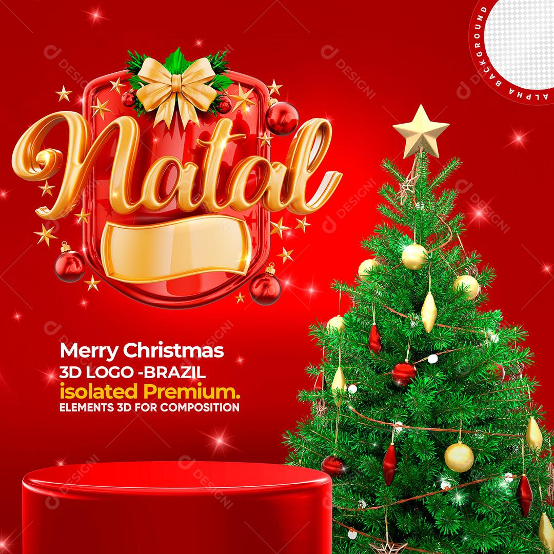 Natal Selo 3D Elementos Natalino Para Composição PSD Editável