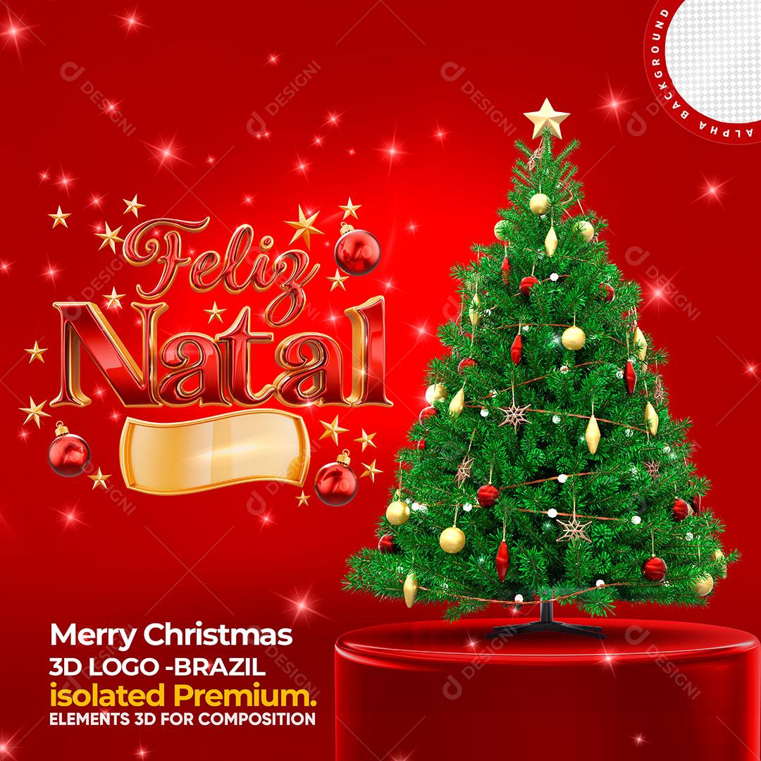 Feliz Natal Selo 3D Elementos Natalino Para Composição PSD Editável