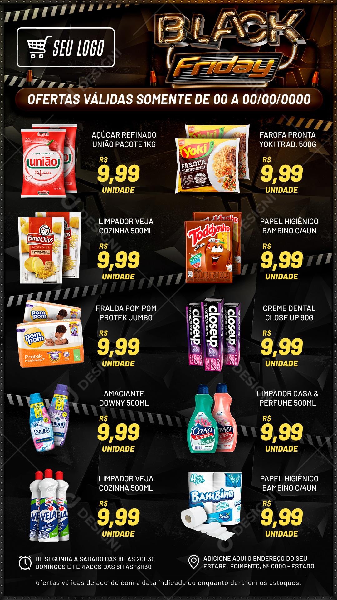 Encarte Black Friday Produtos De Limpeza Supermercado Social Media PSD Editável