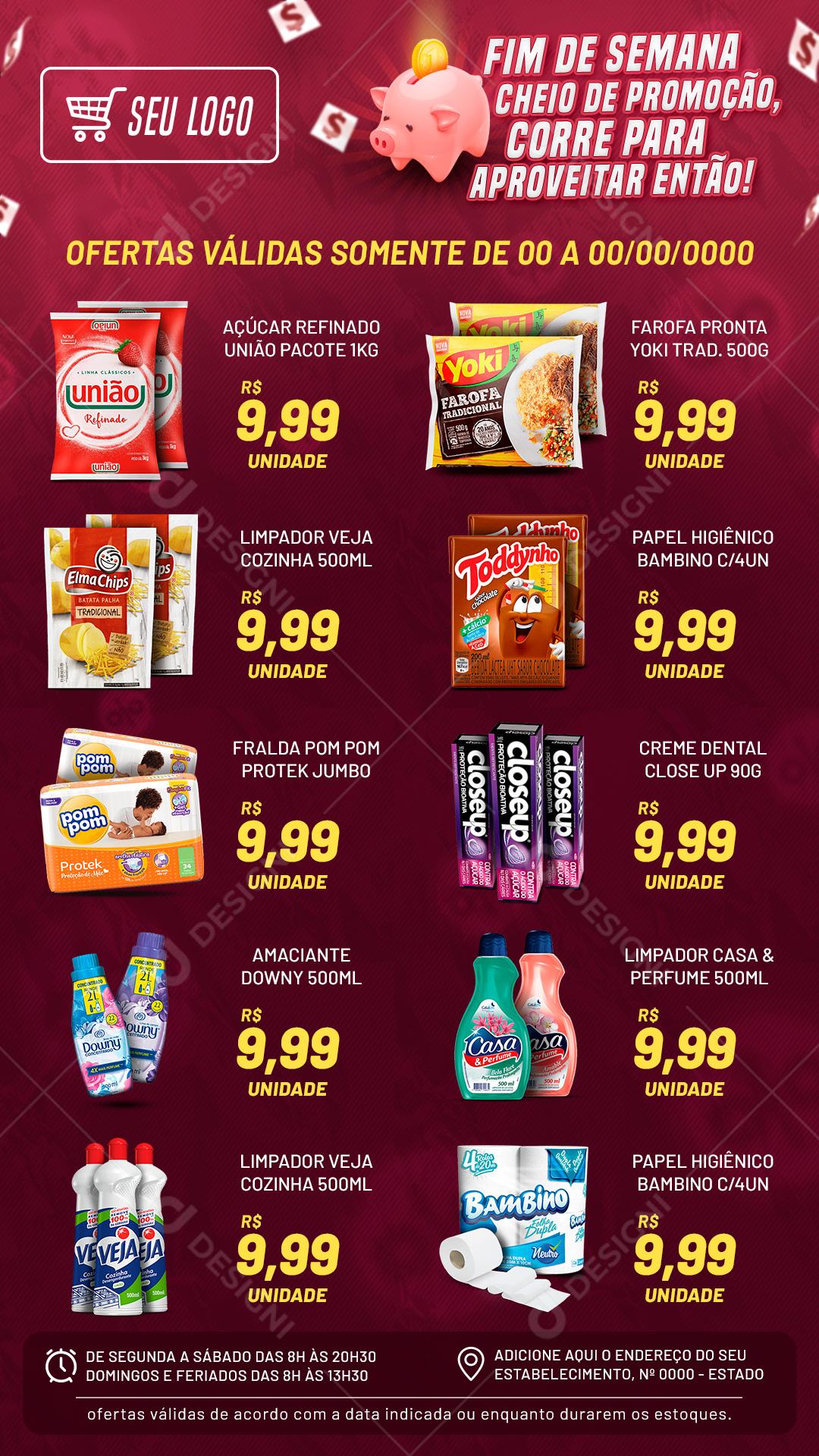 Encarte Fim De Semana Cheio De Promoção Produtos De Limpeza Social Media PSD Editável