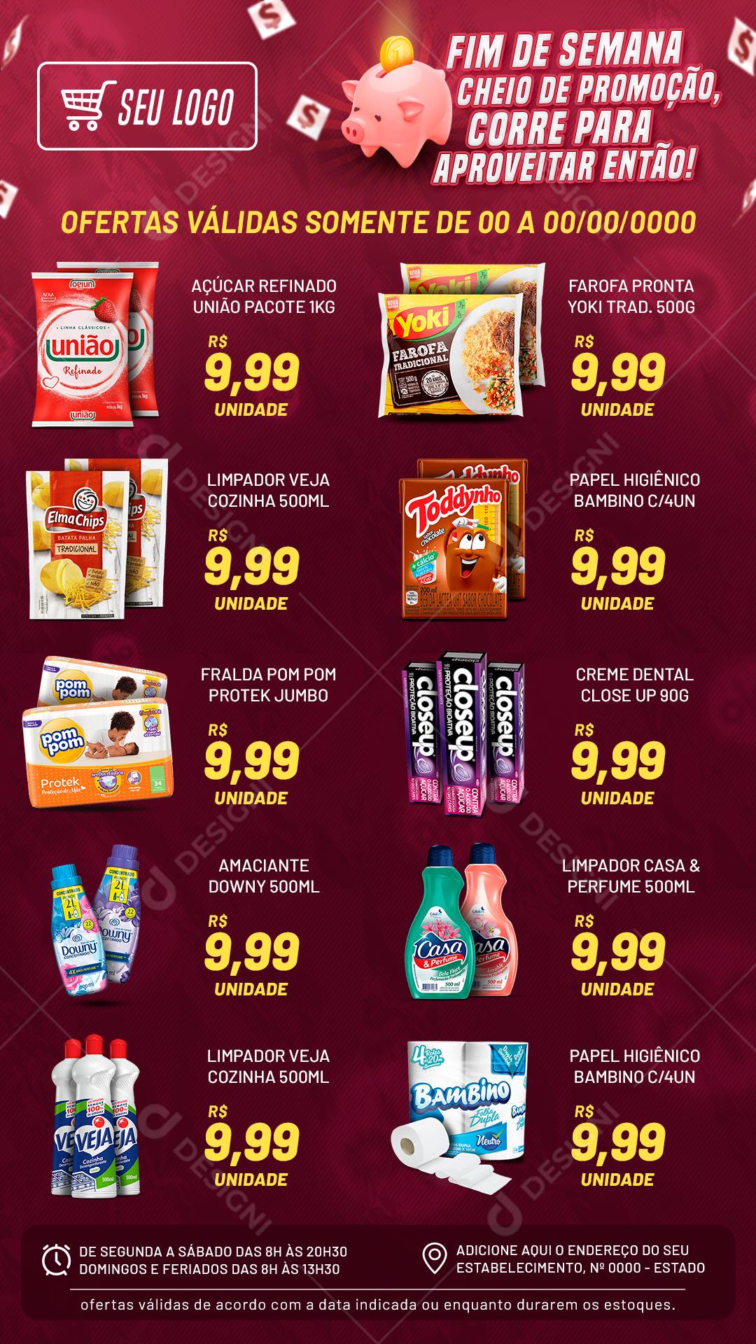 Encarte Fim De Semana Cheio De Promoção Produtos De Limpeza Social Media PSD Editável