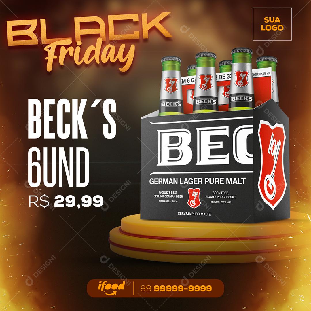 Black Friday Pack de Cerveja Beck´s Social Media PSD Editável