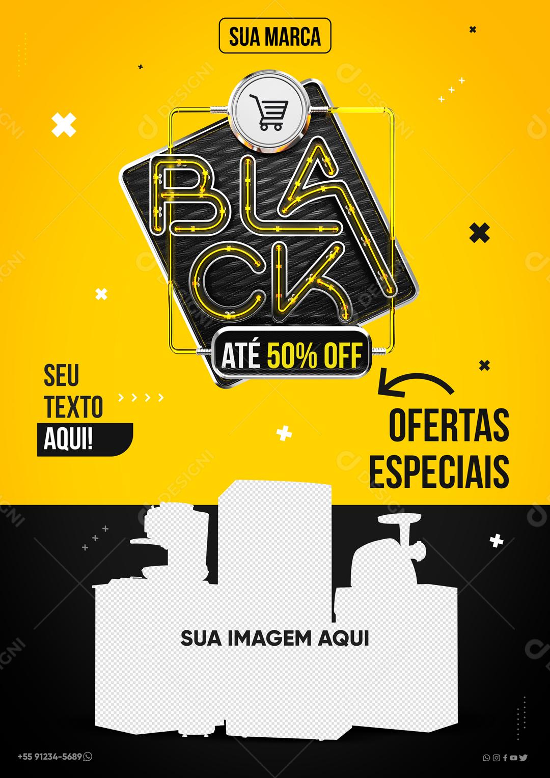 Black Friday Ofertas Especiais Selo 3D Social Media PSD Editável