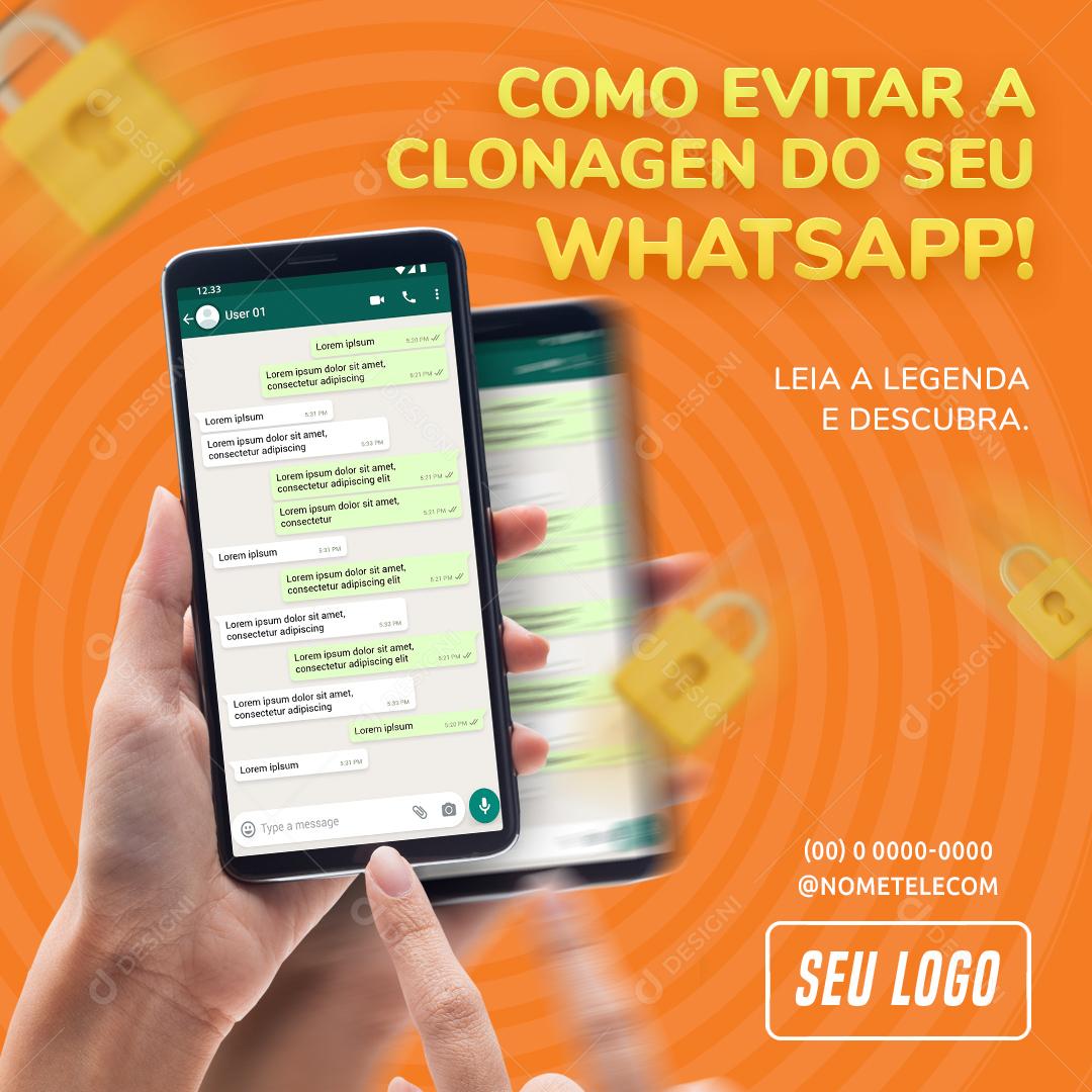 Como Evitar Clonagem No Seu WhatsApp Social Media PSD Editável