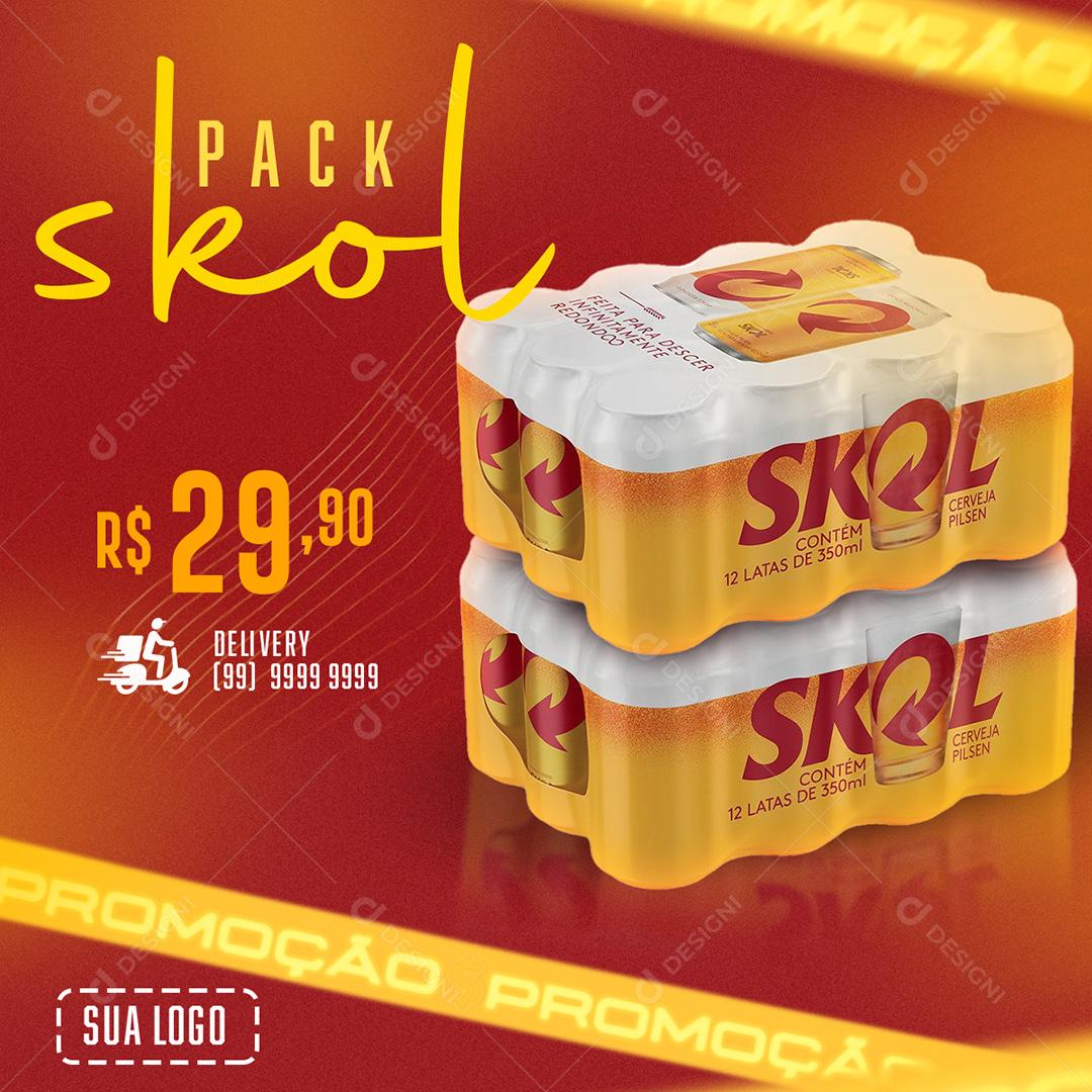 Fardo Cerveja Skol Social Media PSD Editável