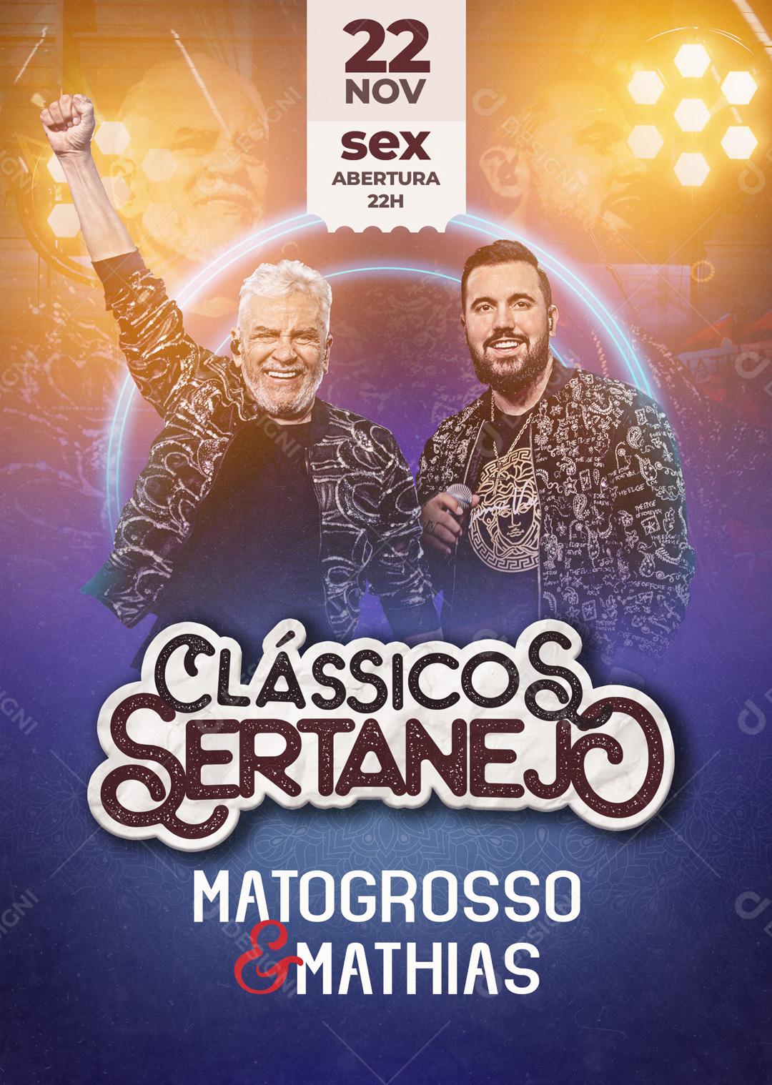 Feed Flyer Clássicos Sertanejos Matogrosso e Mathias PSD Editável