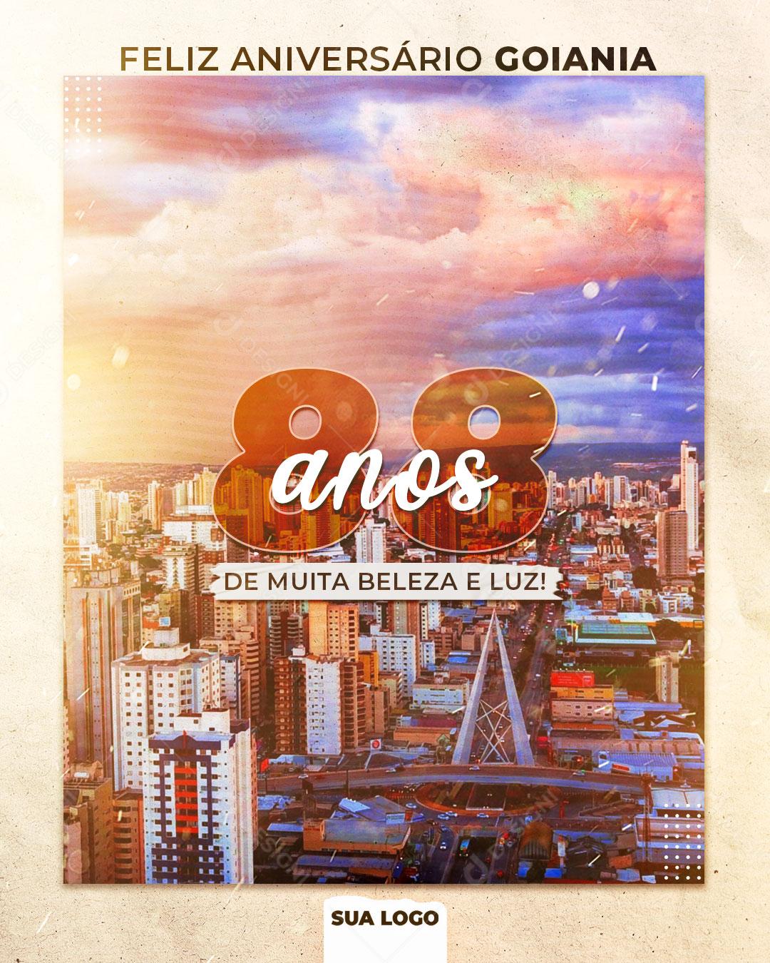 Post Feed Feliz Aniversário Goiania 88 Anos Social Media PSD Editável