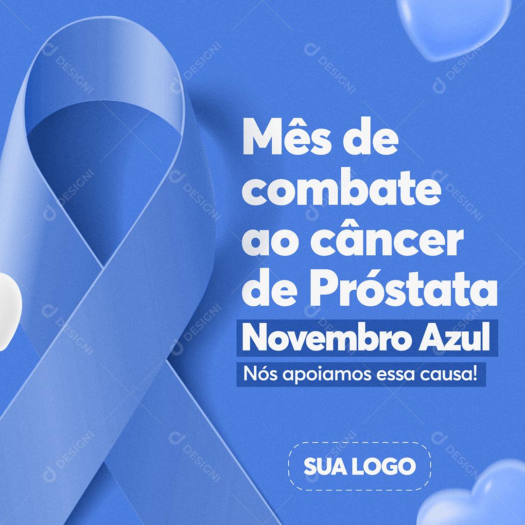 Post Feed Novembro Azul Mês de Combate Ao Câncer Social Media PSD Editável