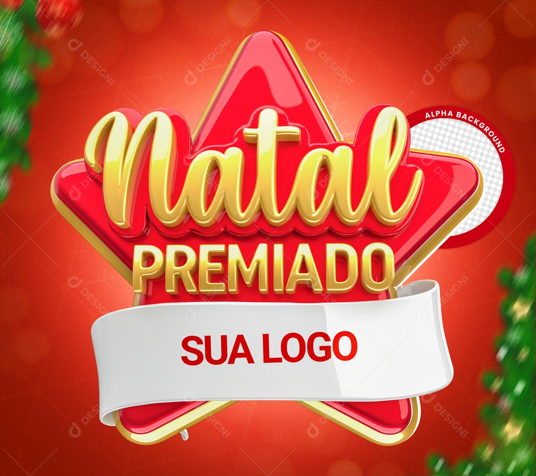 Natal Premiado Selo 3D Texto Editável Para Composição PSD
