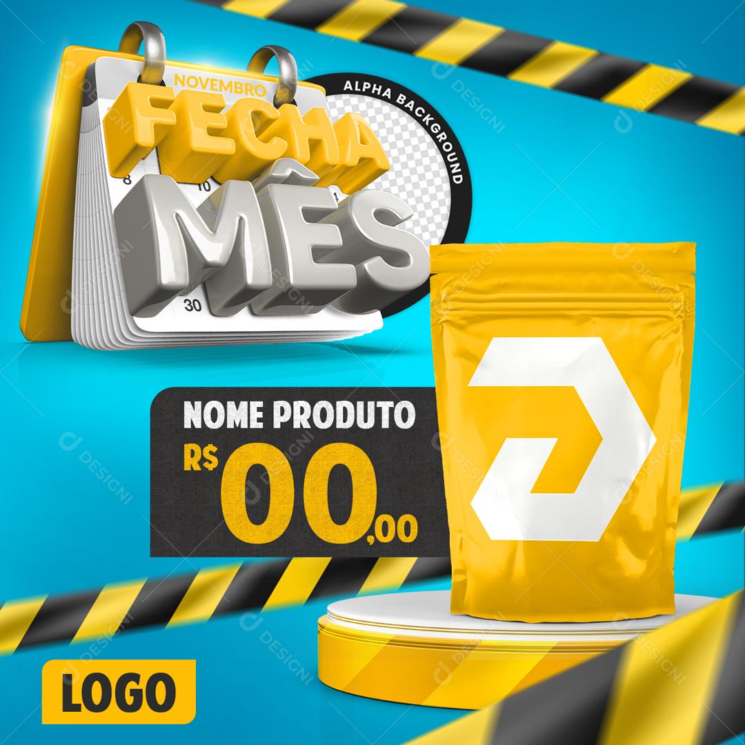 Post Feed Supermercado Fecha Mês Produto Social Media PSD Editável