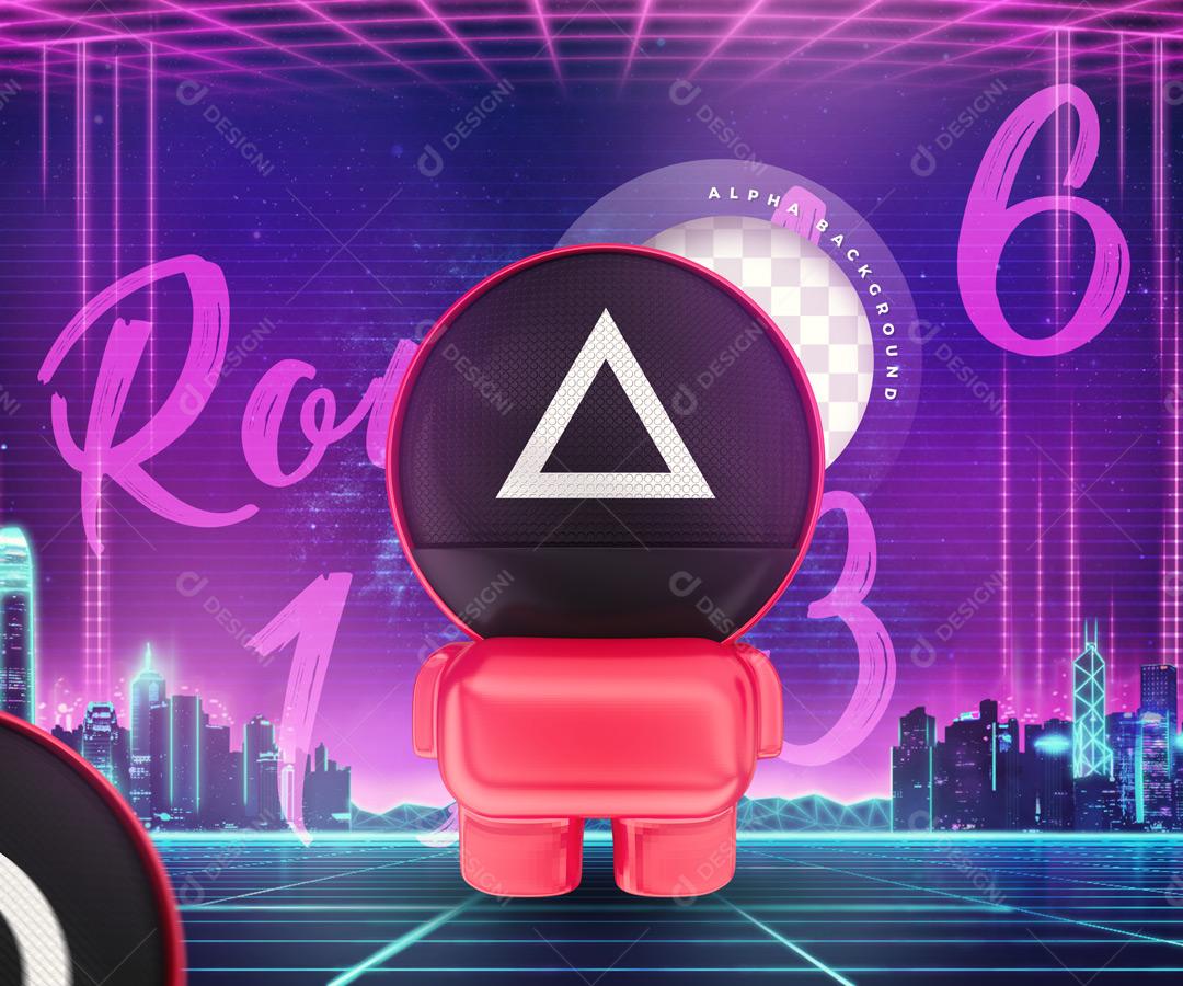 Personagem Round 6 Triângulo Elemento 3D PSD
