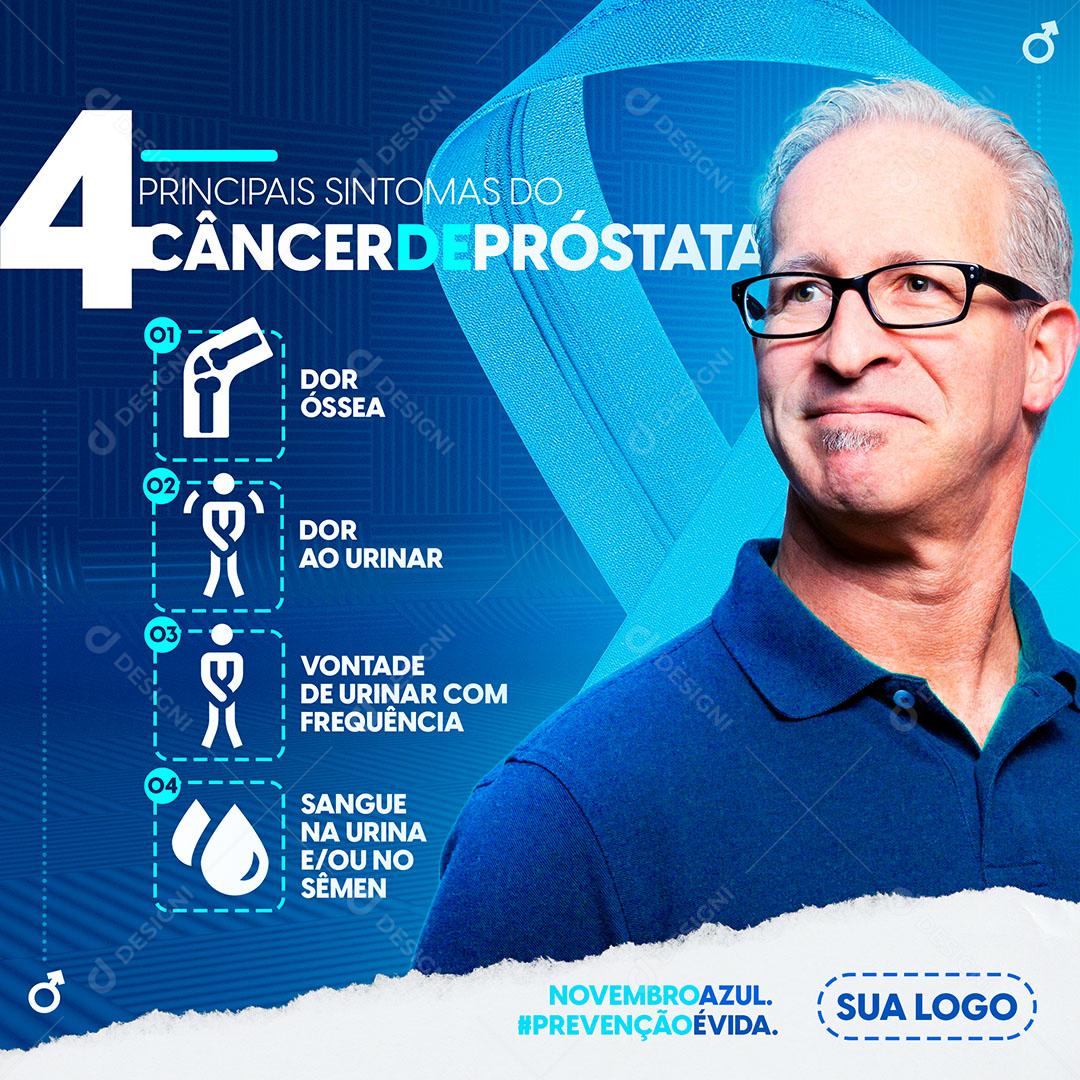 Post Feed Novembro Azul Principais Sintomas Social Media PSD Editável