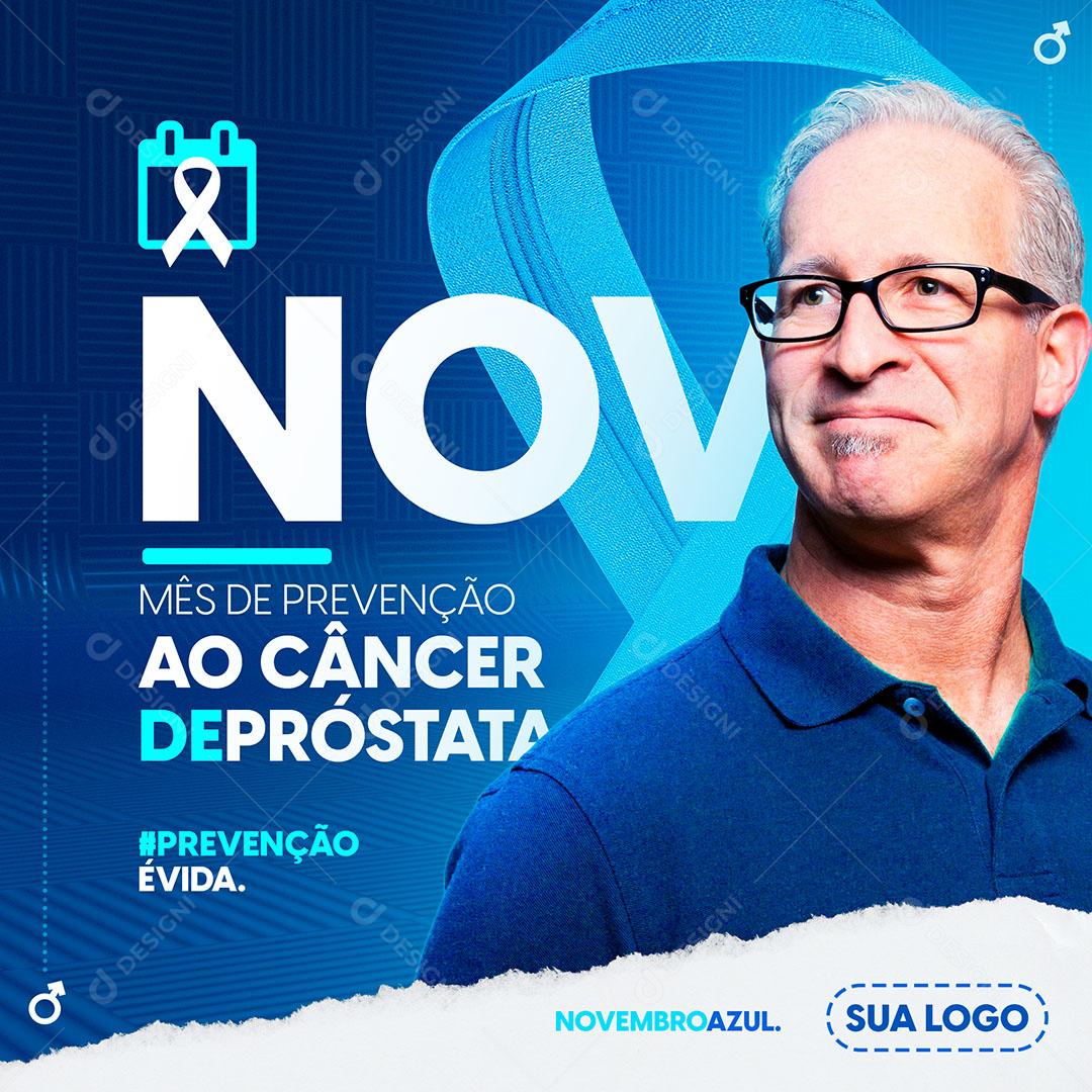 Post Feed Novembro Azul Mês da Prevenção Social Media PSD Editável