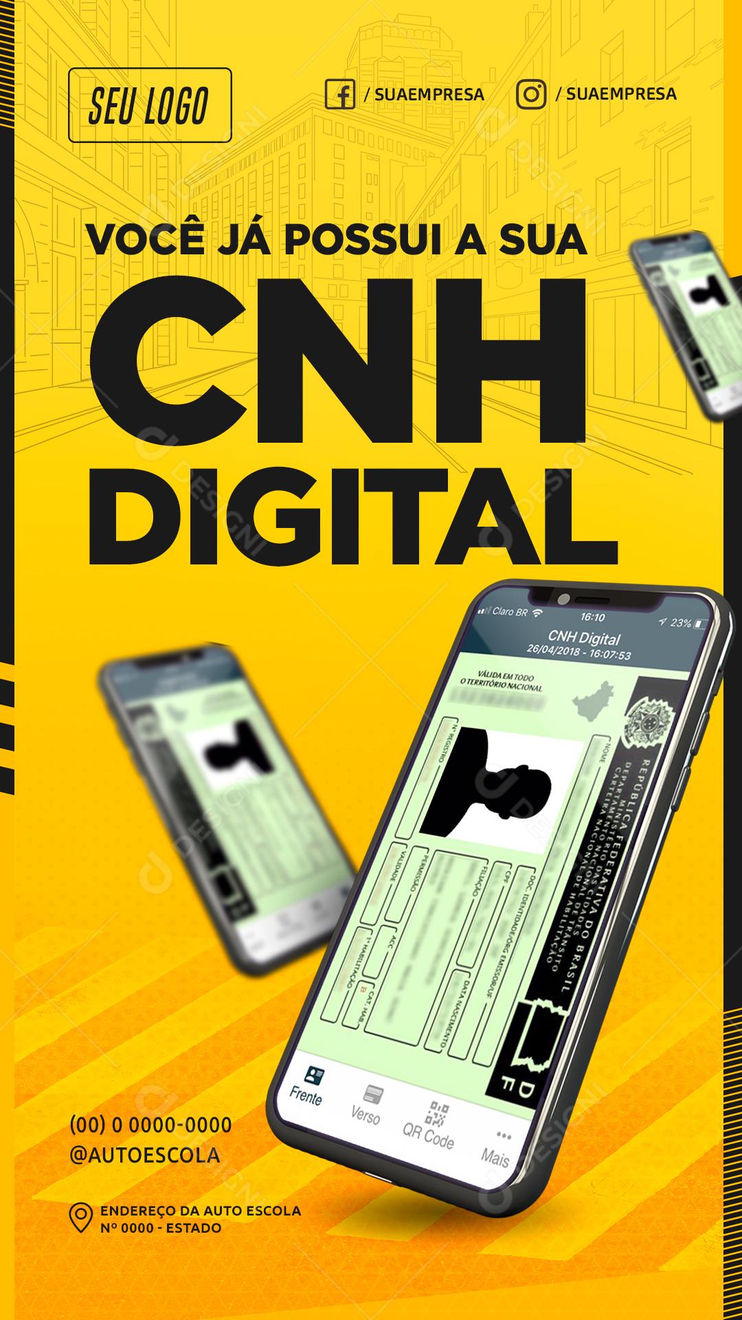 Story Você Já Possui A CNH Digital Carteira De Motorista Social Media PSD Editável