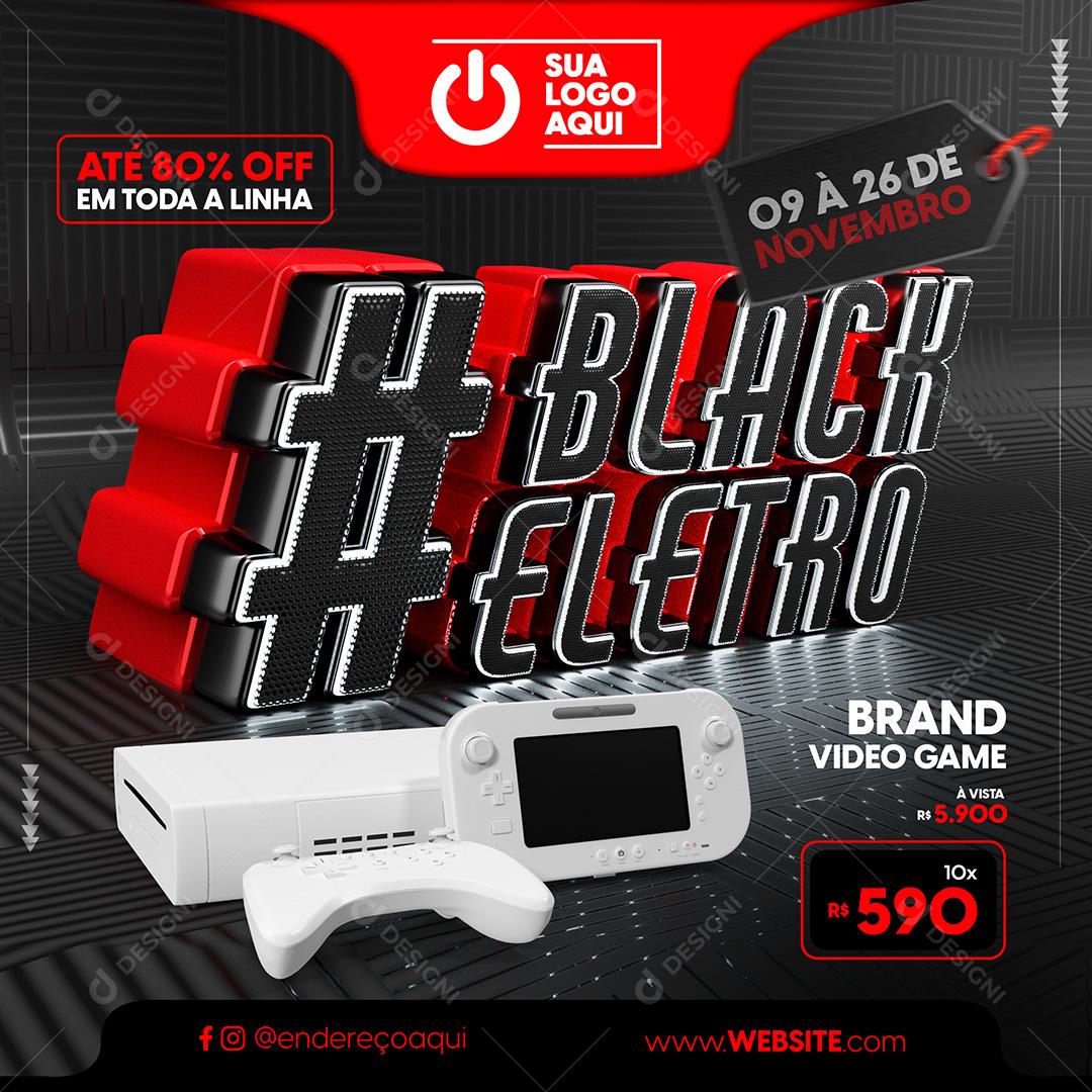 Black Eletro Videogames Consoles Social Media PSD Editável