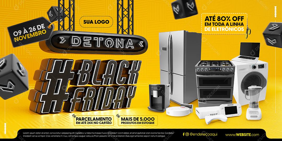 Banner Black Friday Eletrodomésticos Social Media PSD Editável