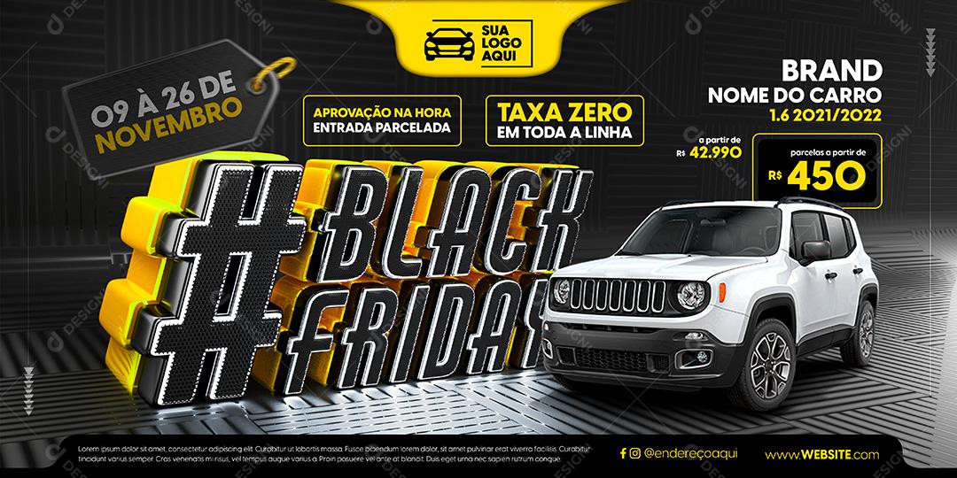 Banner Black Friday Carros Concessionárias Social Media PSD Editável