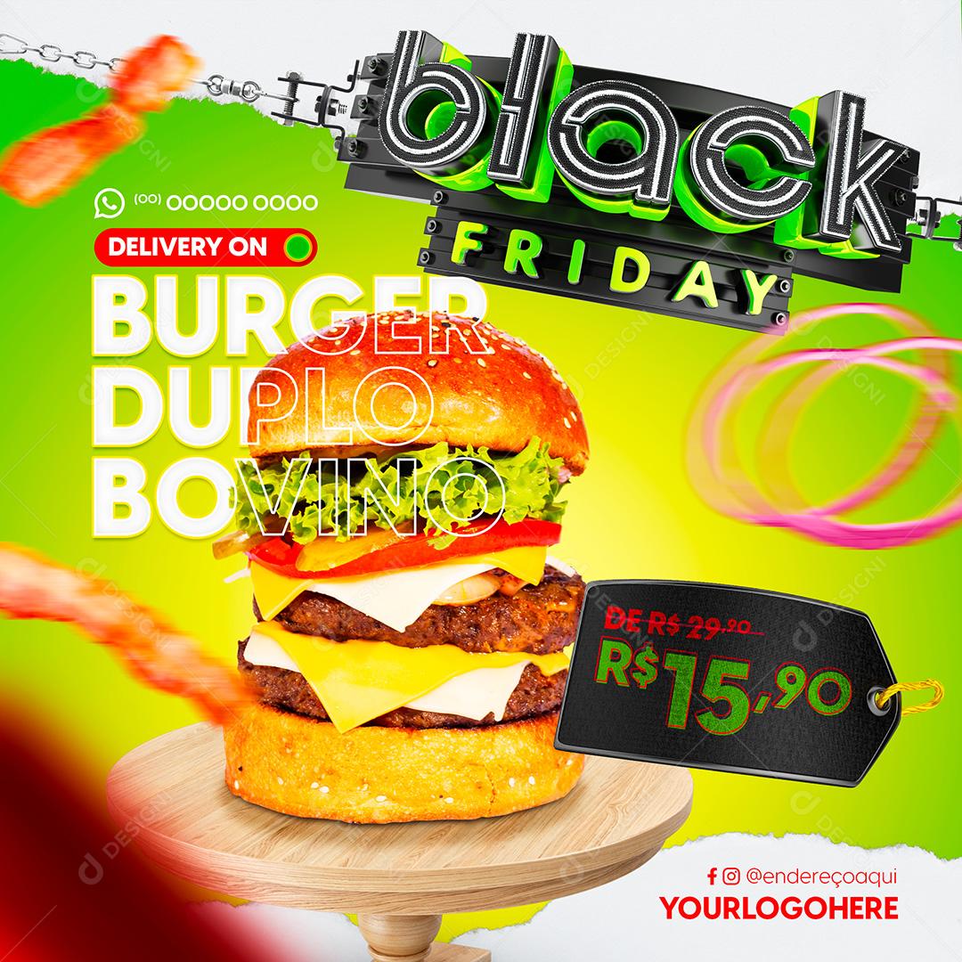 Black Friday Burguer Duplo Bovino Media PSD Editável