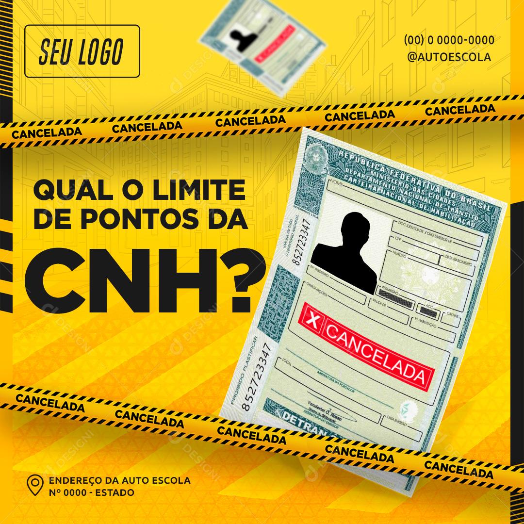 Qual o Limite de Pontos Na CNH Carteira De Motorista Social Media PSD Editável