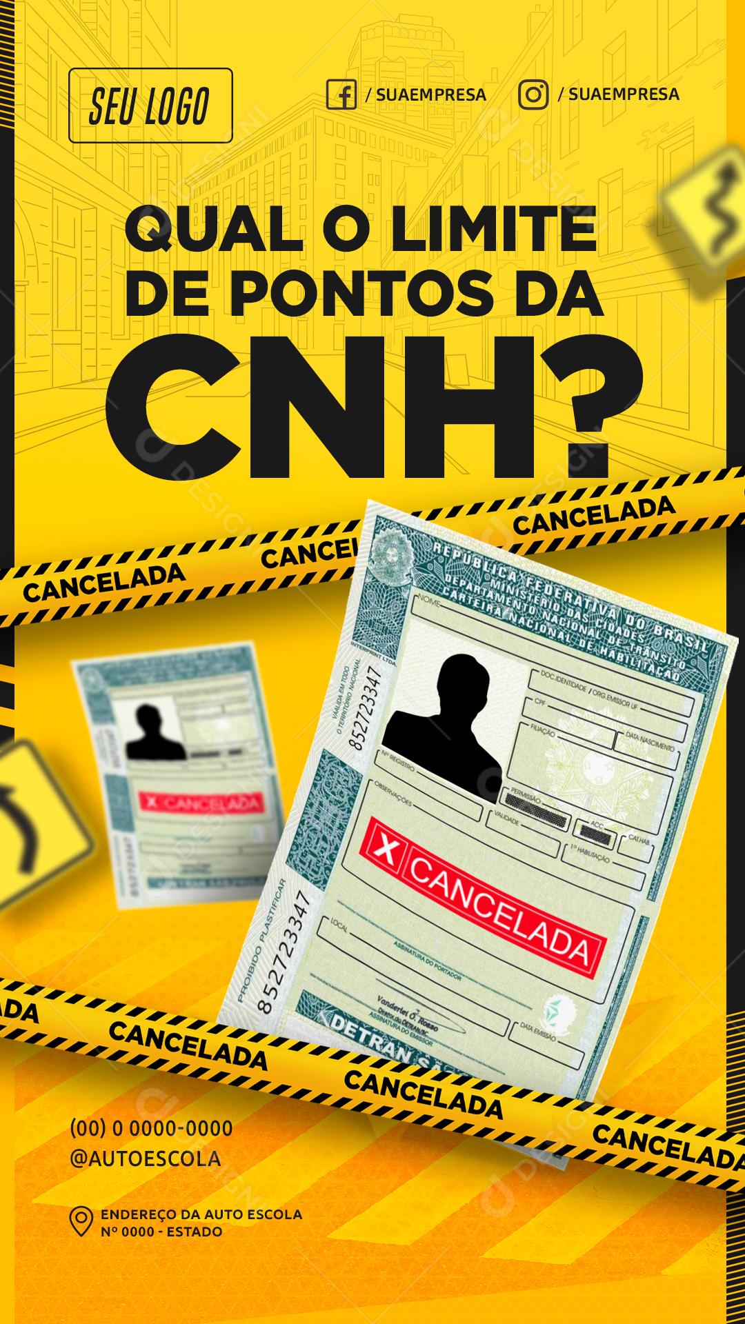 Story Qual o Limite de Pontos Na CNH Carteira De Motorista Social Media PSD Editável