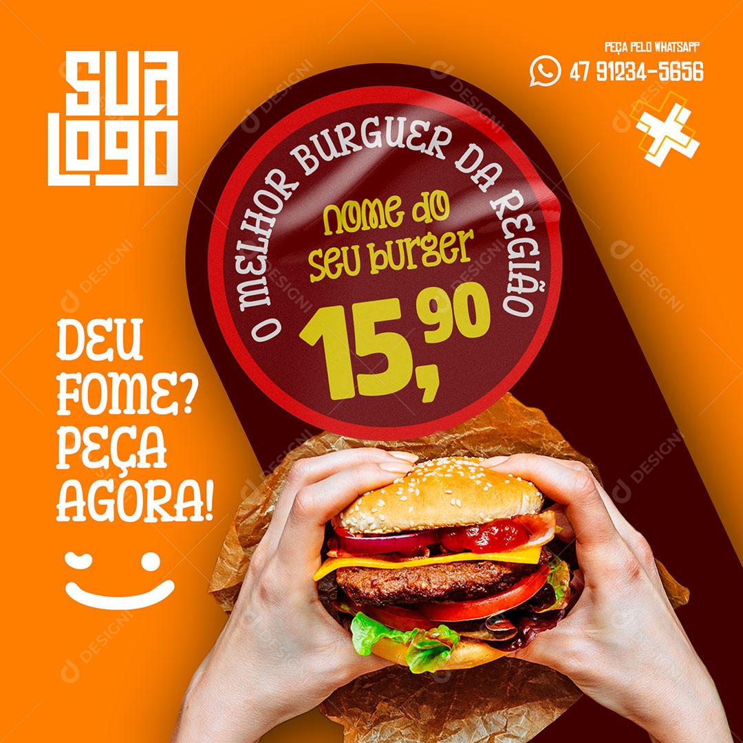 Template Social Media Hamburgueria Delivery Burguer Tag Deu Fome PSD