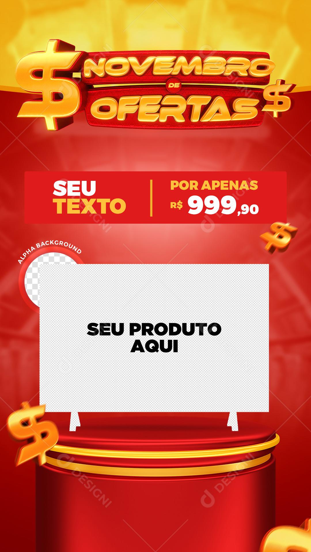 Post Story Loja Novembro de Ofertas Produtos Social Media PSD Editável
