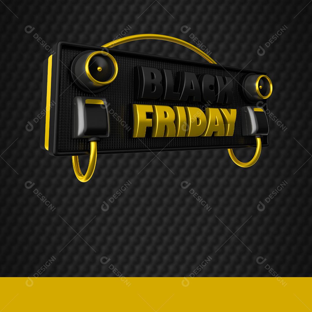 Selo 3D Black Friday Cores Editáveis Social Media PSD Editável