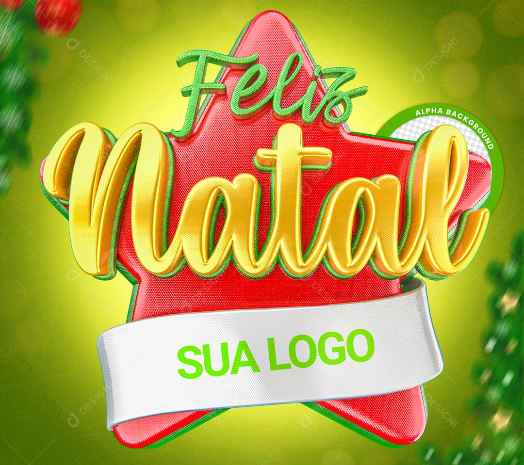 Feliz Natal Selo 3D Para Composição PSD Editável
