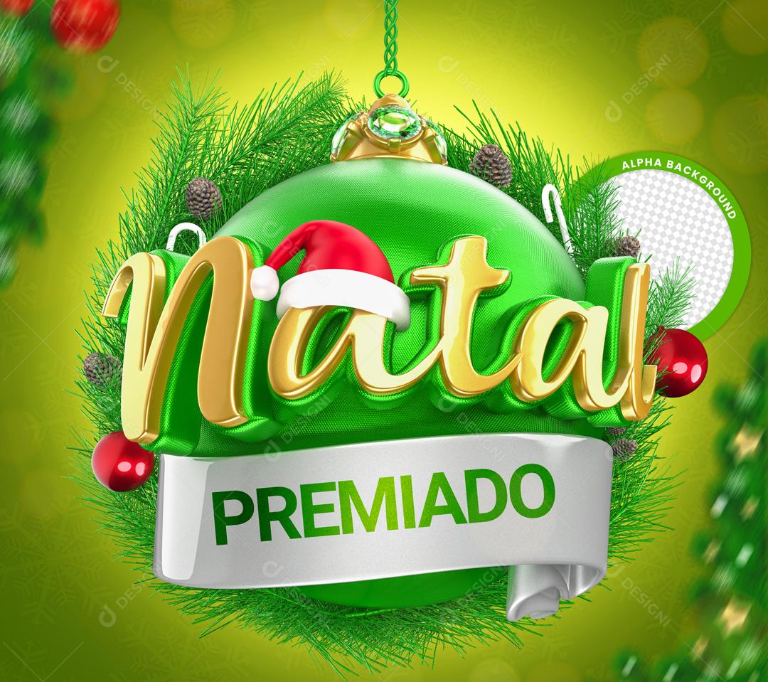 Natal Premiado Selo 3D Texto Editável Para Composição PSD
