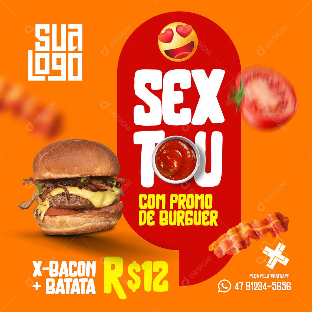 Template Social Media Delivery Sextou Promo Burguer PSD Editável