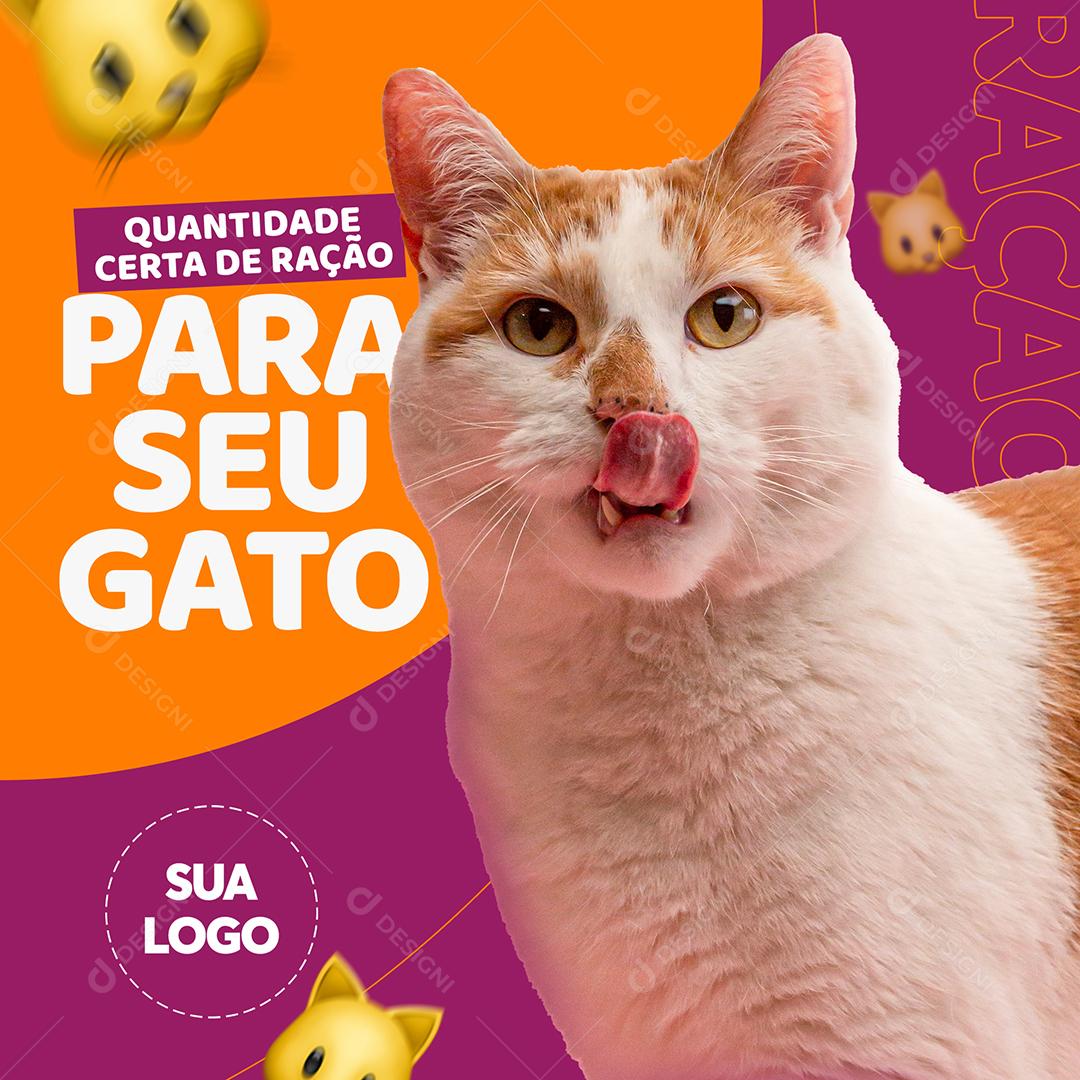 Post Feed Pet Shop Quantidade Certa de Ração Para Seu Gato Social Media PSD Editável