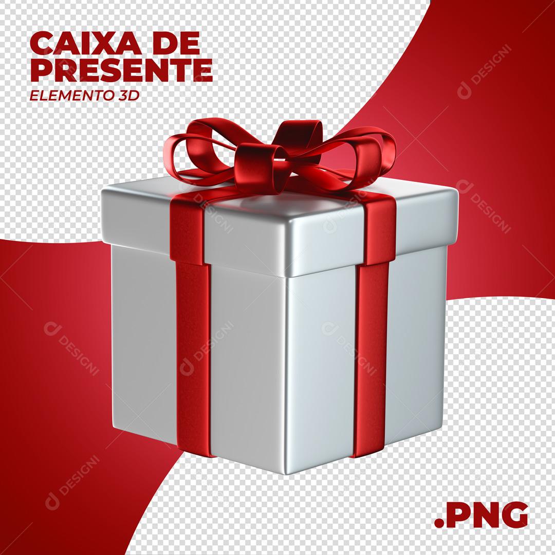 Caixa de Presente Elemento Natalino 3D Para Composição PNG
