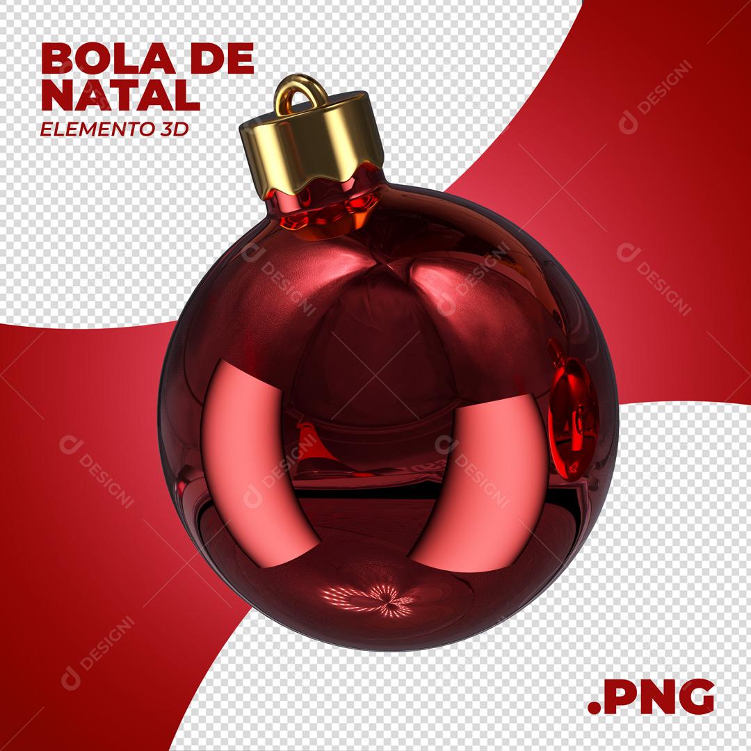 Bola Vermelha Elemento Natalino 3D Para Composição PNG