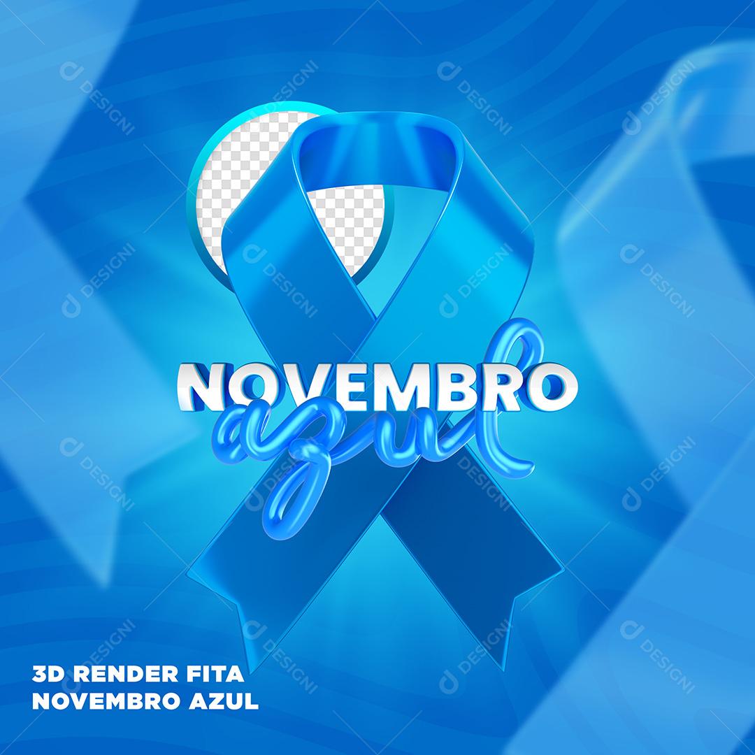 Laço Azul Elemento 3D Para Composição PNG Transparente Sem Fundo