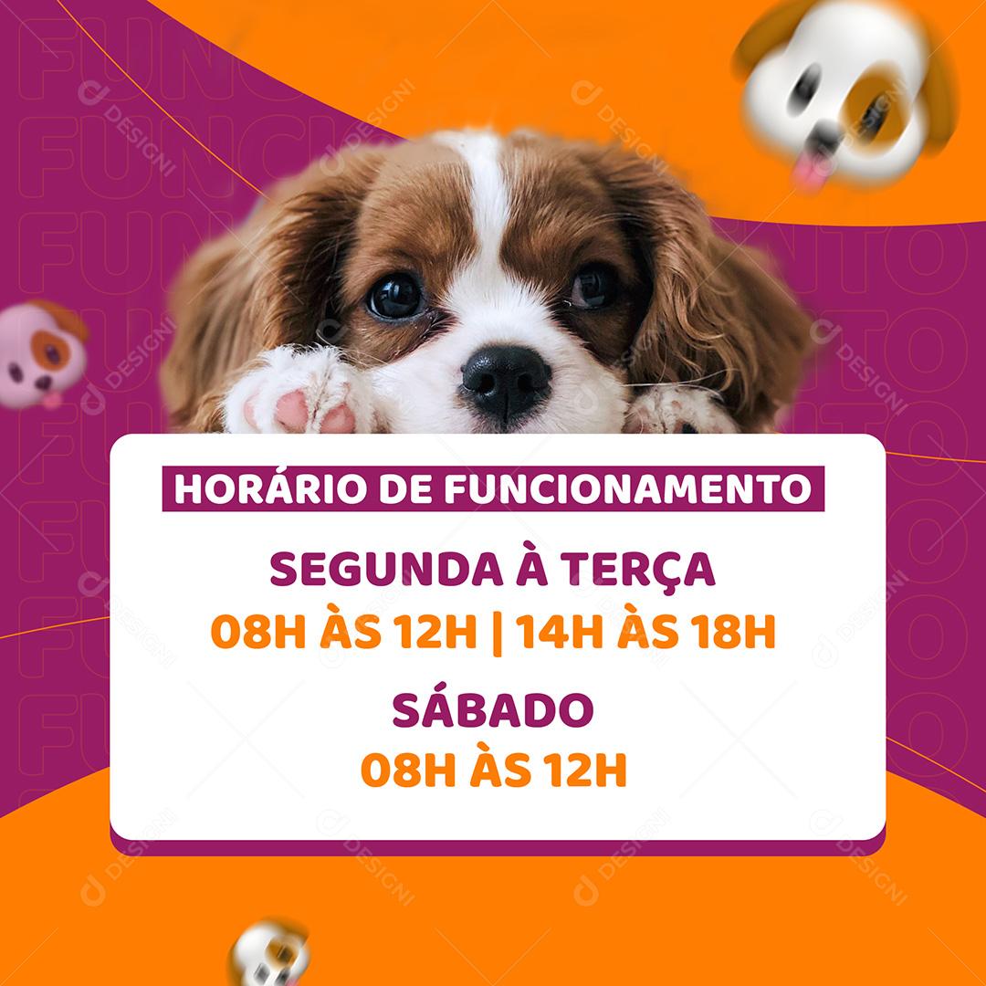 Horário de Funcionamento Pet Shop Social Media PSD Editável