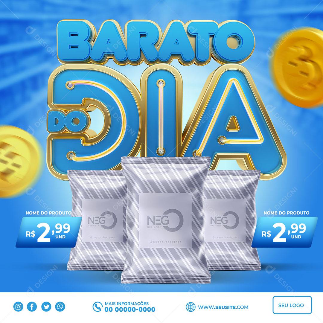 Post Feed Supermercado Barato do Dia Produtos Social Media PSD Editável