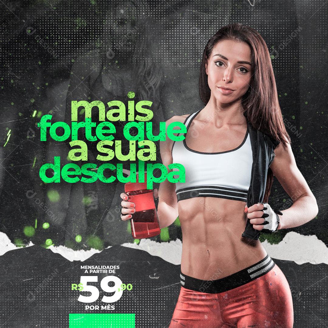 Post Academia Mais Forte Que A Sua Desculpa Social Media PSD Editável