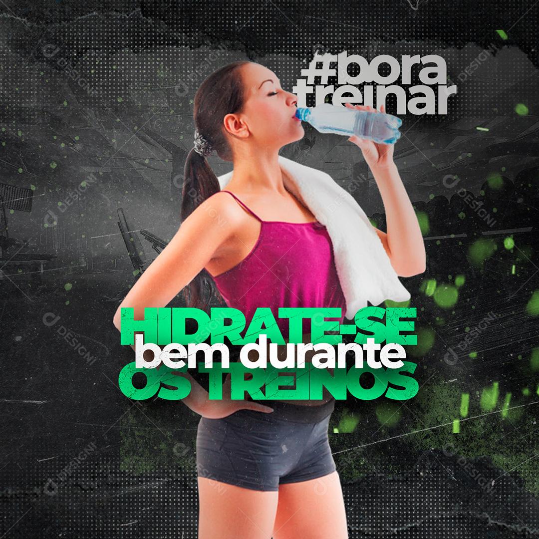 Post Academia Hidrate-se Bem Durante O Treino Social Media PSD Editável