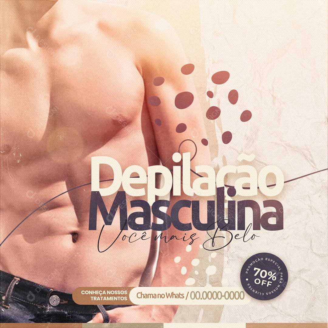 Post Estética Depilação Masculina Social Media PSD Editável