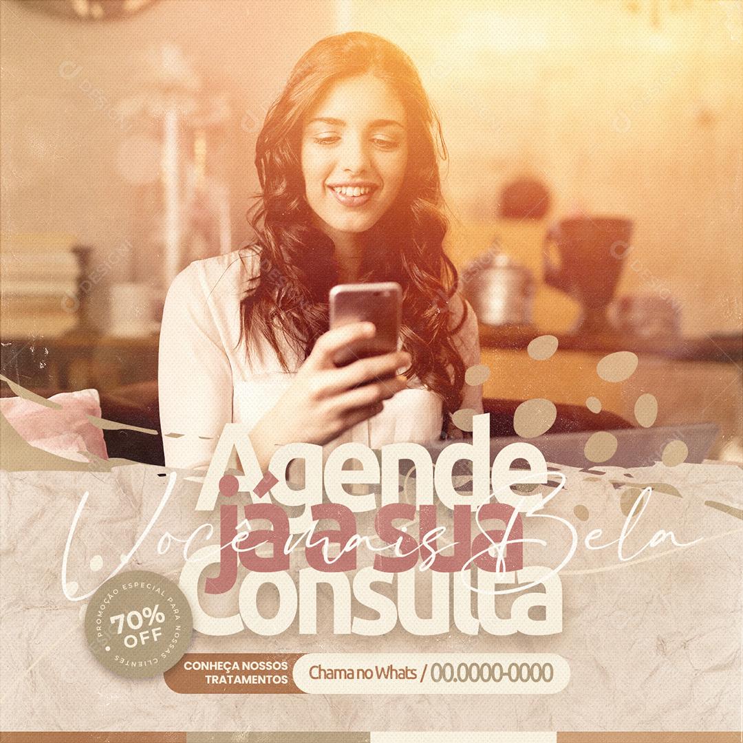 Post Estética Agende Já A Sua Consulta Social Media PSD Editável
