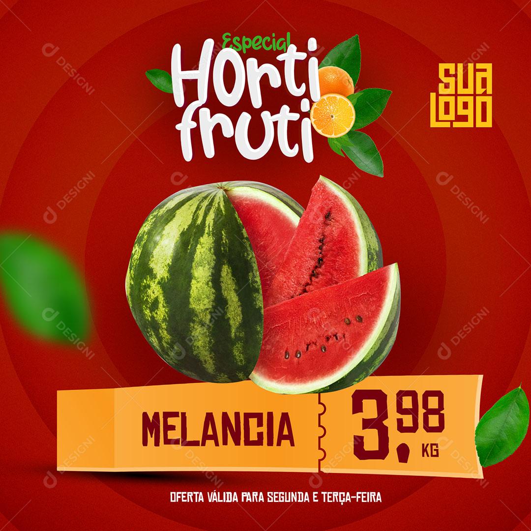 Template Social Media Oferta Hortifruti Fruta Melancia PSD Editável