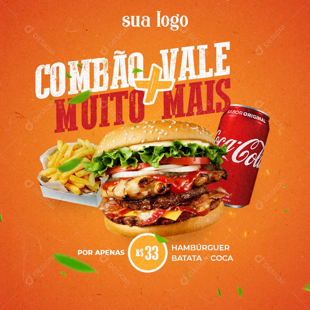 Combão Vale Muito Mais Burger e Batata Social Media PSD Editável