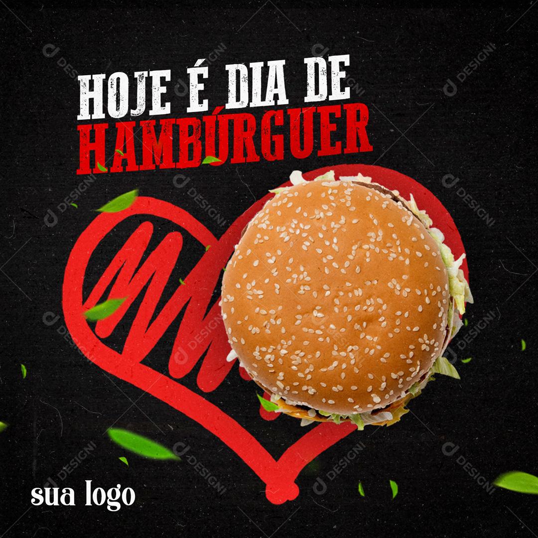Hoje é Dia De Hambúrguer Delicioso Delivery Social Media PSD Editável
