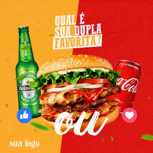 Qual é A Sua Dupla Favorita Burger Com Coca Social Media PSD Editável
