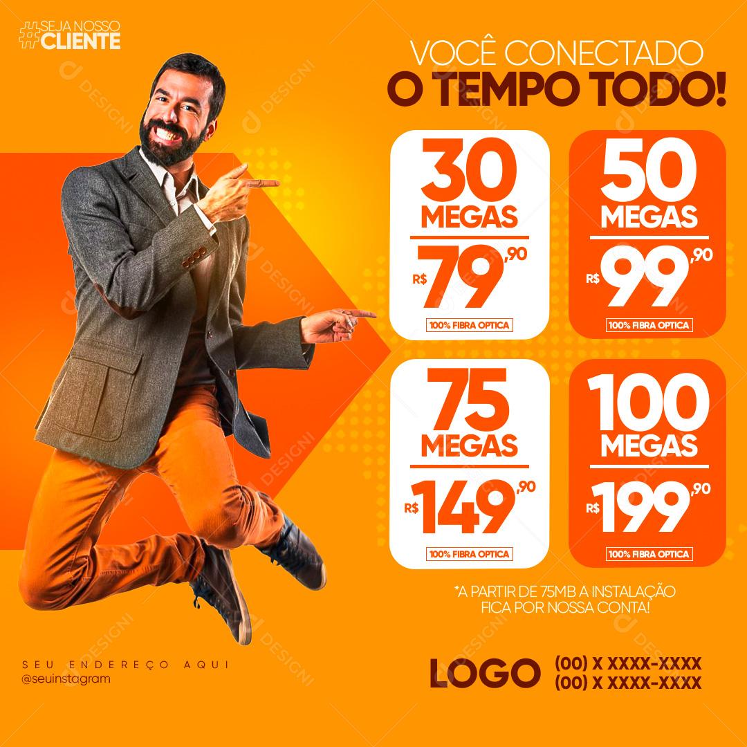 Você Conectado O Tempo Todo Wi-Fi Internet Social Media PSD Editável