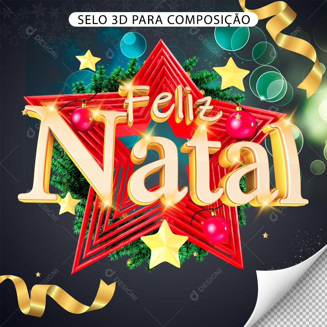 Selo 3D Para Composição Feliz Natal PNG Transparente Sem Fundo