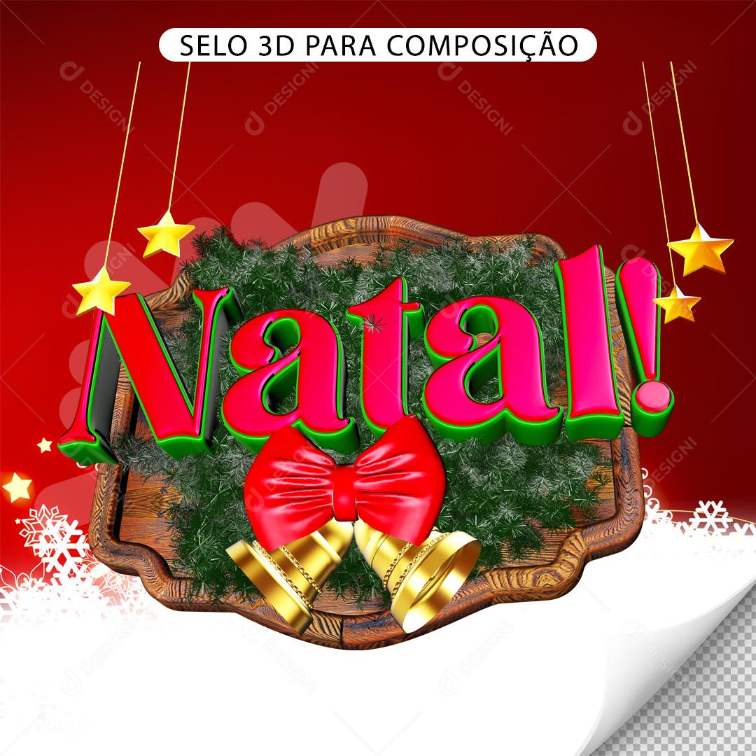 Selo 3D para Composição Natal PNG Transparente Sem Fundo